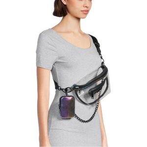 Madden NYC Iridescent Clear Crossbody Bag - Multicolor Trim